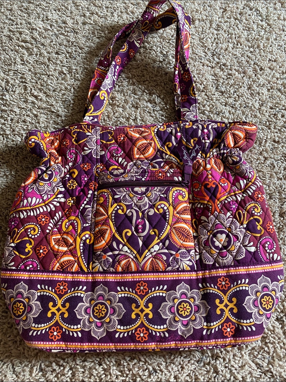 Vera Bradley Quilted Paisley Tote in Purple, Orange & Pink